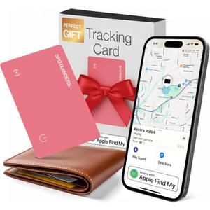SPOTMINDERS Apple MFi Certified Wallet Tracker for Valentines Day Gifts for Women (iOS Only) Works with Apple Find My IP68 Rechargeable Tracking Card 0.07in Slim iPhone Item Finder for Luggage, Purse