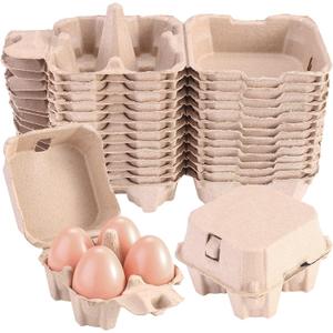 LayHyand 30 Pack Egg Cartons 4 Count, Cheap Bulk Pulp 4 Cell Containers Vintage Easter, 1/3 Dozen Sturdy Natural Kraft Paper Holder Box for Storage Fresh Chicken Huevo 2x2