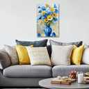 Blue and Yellow Flowers Wall Art Framed（Floral-2,16x24inch (40x60cm)
