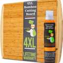 Wood Bamboo Cutting Board - 4XL - and Food Grade Oil Spray by Greener Chef