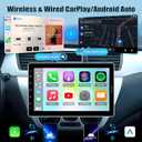 10.1 inch Single Din Car Stereo with Wireless Carplay 10 inch Touchscreen Radio Support FM Radio/YouTube Video/Car Play/Android Auto/Bluetooth/SWC + Backup Camera + Mic