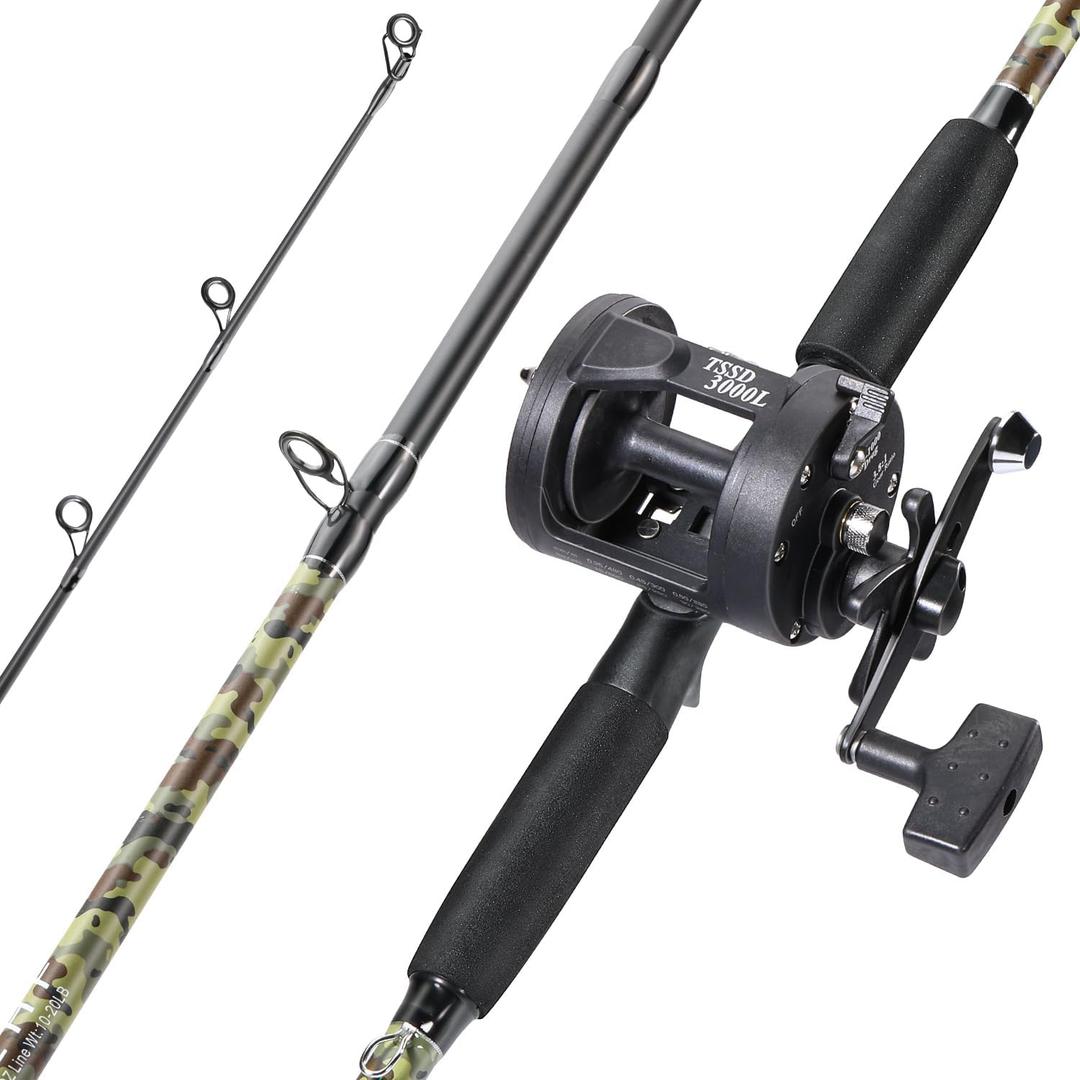 Sougayilang Fishing Rod Combo with Conventional Reel, Medium Heavy for Catfish Salmon and Steelhead Saltwater Fishing (7'0", Right)