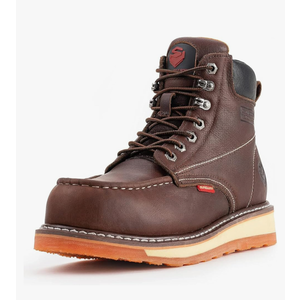 SUREWAY Mens Heavy Duty Soft/Composite/Steel Toe Work Boots for Men-Comfortable,Goodyear Welt,Full Grain Leather,6 in Wedge Moc Toe Construction Boots/Shoes 7.5
