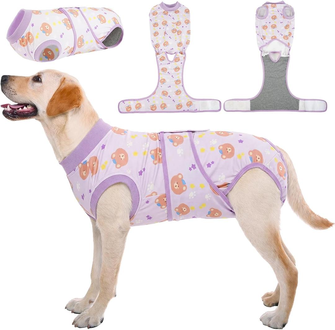 Kuoser Dog Surgery Recovery Suit, Soft Breathable Dog Recovery Suit for Female Spay Male Nueuter, Anti Licking Puppy Onesie Pet Surgical Suit for Dogs Abdominal Wounds Skin Disease, Bear XL