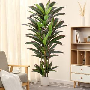 Dracaena Artificial Plant 5ft Red Yucca Silk Tree Faux Plants Indoor Tall Fake House Floor Plants Realistic Artificial Trees for Home Office Decor Indoor Outdoor Housewarming Gift