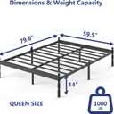 14 Inch High Metal Bed Frame Queen Size No Box Spring Needed, Platform Queen Bed Frame, Prevent Mattress Sliding, Easy to Install, Noise Free