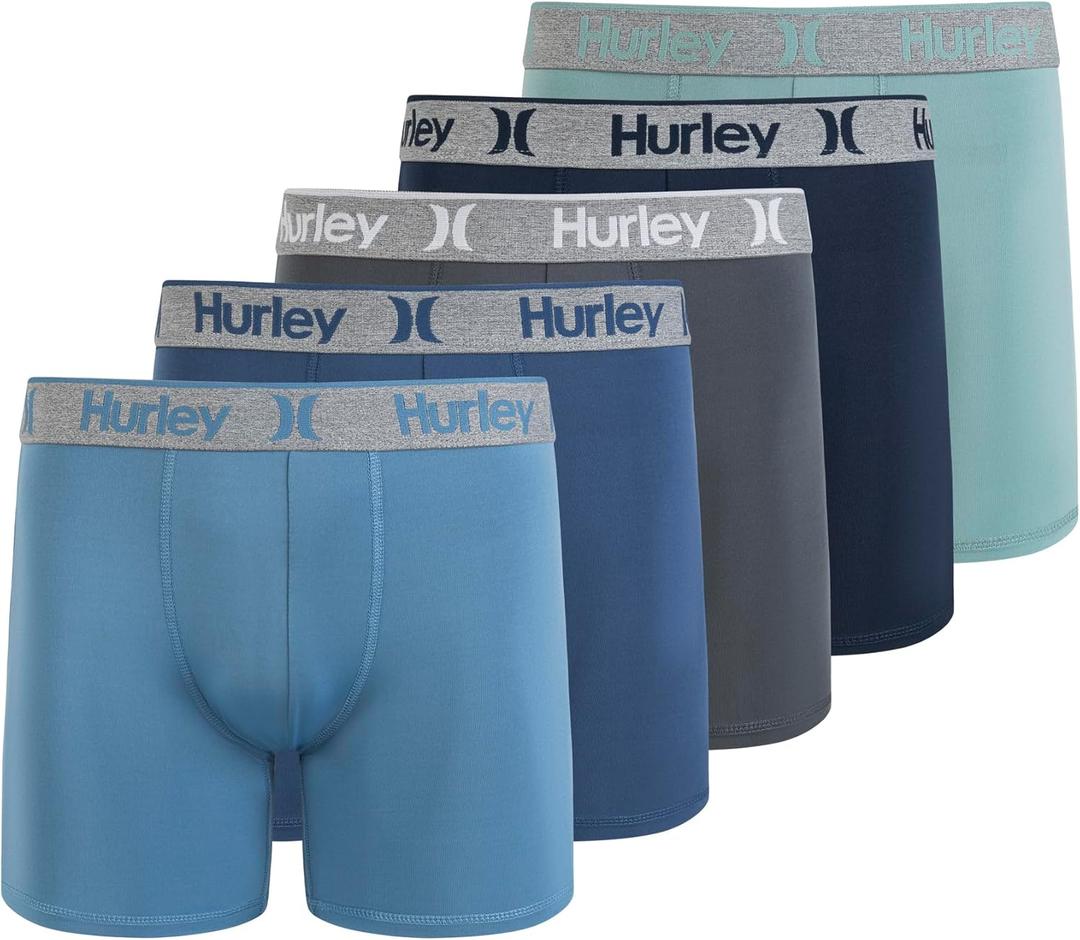 Hurley mens 5 Pack Stretch Boxer Briefs, Large