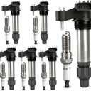 OTO-K Ignition Coil Packs and Iridium Spark Plugs Compatible with GMC Canyon Acadia Terrain,Buick Allure Enclave,Chevy Equinox Traverse Malibu Impala,UF569 12622561 Spark Plugs Coil Packs