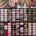3 x 16 Sheets Halloween Nail Wraps Nail Art Stickers Decals Self-Adhesive Nail Decorations with Little Ghost Bats Pumpkin Spider Designs Acrylic Supplies for Women DIY Art Decoration (Halloween Style 3)