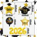 2 x 2026 Balloons Graduation Decorations, Gold 2026 Balloon Black Graduation Hat Balloon Grad Foil Balloons for 2026 Black and Gold Graduation PartyDecorations