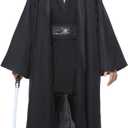 Men's Tunic Cosplay Costume Adults Outfits Halloween Robe Hooded Uniform Full Set (Black, M)