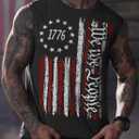Mainfini Men American Flag Tank Top Muscle Graphic Gym Workout USA Sleeveless Tee Shirts (S-3XL) (S)