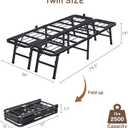 VIPSHOW 14 Inch Twin Metal Bed Frame Folding Bed Frame Tool-Free Assembly Mattress Foundation No Box Spring Needed Platform 2500lbs Heavy Duty Steel Slats, Noise-Free, Easy Assembly, Black
