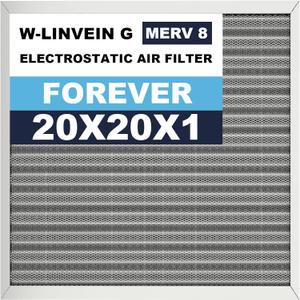 20x20x1 Reusable Air Filter, Electrostatic, Washable, Lasts a Lifetime, Breathe Fresher Air in Home and Office HVAC AC Furnace Systems, Merv 8 (Actual Size: 19.75x19.75x1 Inch)
