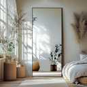 Delma Standing Full Length Mirror with Aluminium Frame for Bedroom Bathroom Living Room(with Stand,70x35-Black)