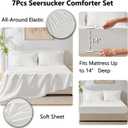 CozyLux Full Size Comforter Sets with Sheets 7 Pieces, White Seersucker Bed in a Bag Textured Luxury Soft Bedding Set with Down Alternative Comforter, Sheets, Pillowcases & Shams for All Seasons