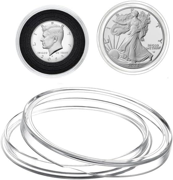 MUDOR Silver Dollar Coin Holders with 10 Size Gasket, 100 Pack Coin Storage Cases for Silver Eagle,Morgan,Cent,Nickel,Quarter, Plastic Coin Collection Supplies Protectors Capsules for Collectors