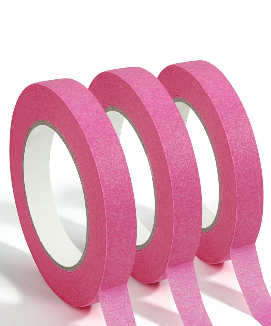 Mr. Pen- Pink Masking Tape, 0.6 Inch Wide, 3 Rolls, 3 x 55 Yards, Pink, Painters Tape