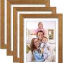 Giftgarden 5x7 Picture Frame Set of 4 Antique Gold, 6x8 Matted to 5 x 7 Photo with Mat or 6 x 8 Without Mat for Wall or Tabletop Display