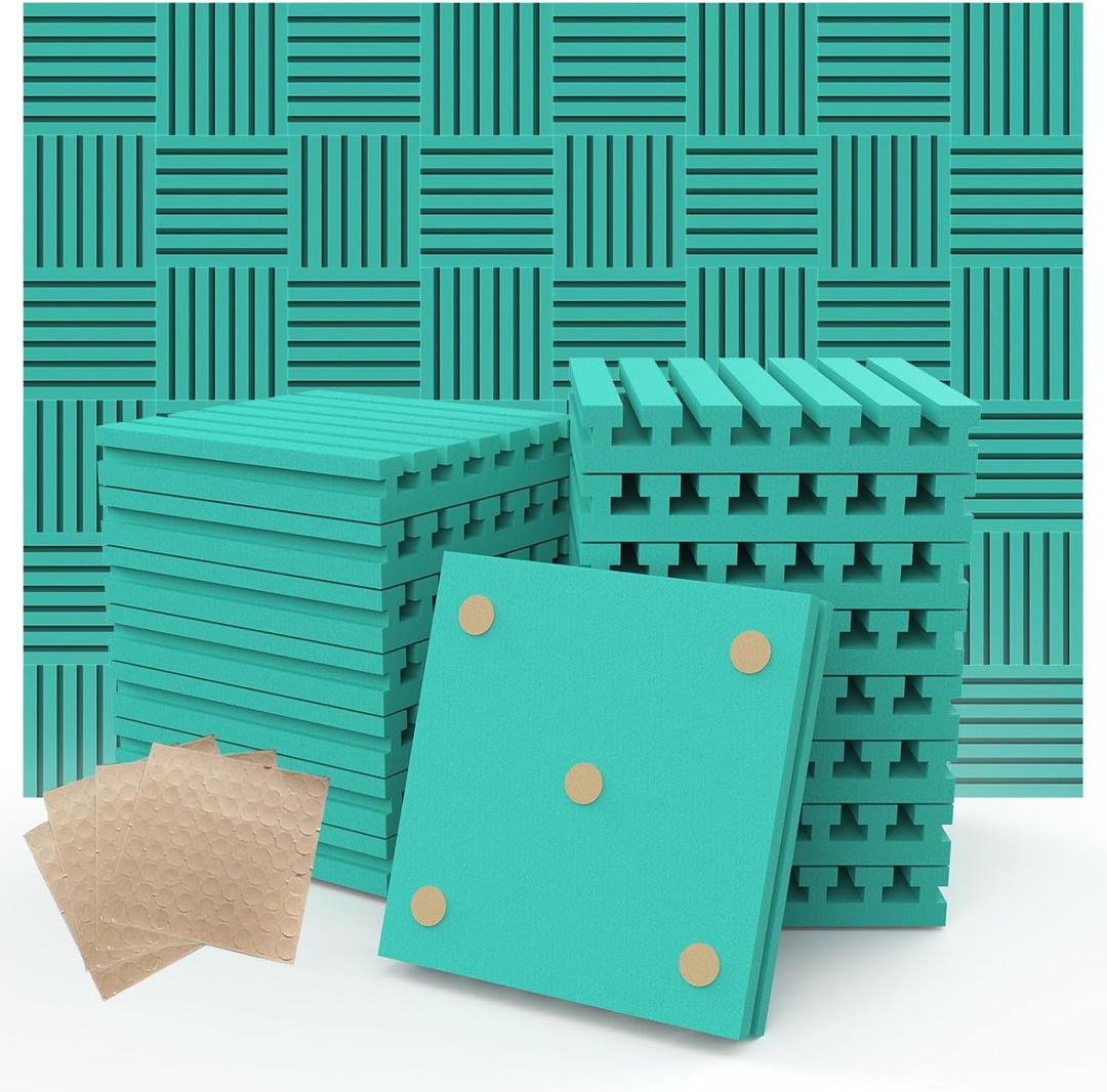 Acoustic Foam Panels, Sound Proof Foam Panels for Walls, Soundproofing Absorbing Panels Studio Noise Absorbing for Studio, Office, Home, 2" X 12" X 12"