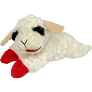Multipet Lamb Chop Dog Plush Toy - Squeaky Toy for Small & Medium Dogs - Extra Soft Plush - Stuffed Animal for Cuddling & Playing (10", Cream, 5 Squeakers)