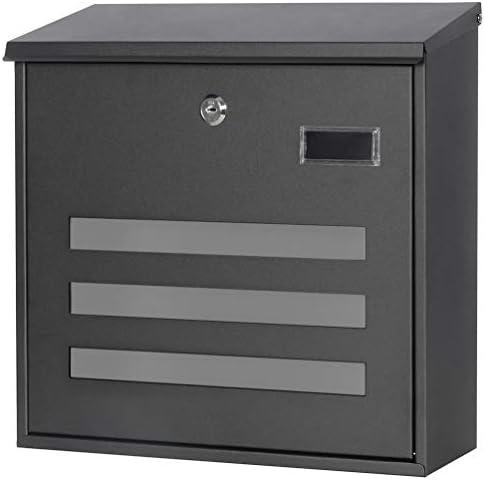 Decaller Galvanized Steel Mailbox with Key Lock, Wall Mount Metal Mail Box Outdoor, 13" x 11.8" x 4.1", 918 Black