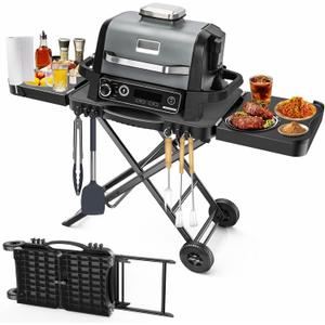 Portable Indoor Grill Table Stand for Ninja Woodfire Outdoor Grill(OG701 OG850 OG951 Series), 51in Large Space, Folding Camping Tailgating Table for Blackstone Griddle/Onni Pizza Oven,2 Wheels