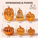 Glooglitter 6 Pack Light Up Glass Pumpkin with Timer Fall Decor, Gold