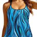 Yonique Modest Tankini Tops for Women - Loose Fit Swim Tops No Bottom (Blue, XXXL)