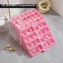 YUFONG Earring Storage Box Organizer, Acrylic Jewelry Storage Box Holder 5 Drawers Transparent Jewelry Display Stand with 120 Small Compartments Gift Boxes for Women Girls (Pink)