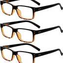 Eyekepper Vintage Reading Glasses for Men - 5 Pack Spring Hinges Classic Readers (Black/Yellow-5pcs All Clear Lens)