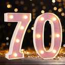 Led Light Up Numbers, 70th Birthday Decorations, Marquee Numbers Lights, Battery Powered Light Up Sign for 30 Decor Party (Pink Glitter)