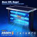 Powerful Large Solar Bug Zapper Outdoor for 3000 sq.ft, Poartable Rechargeable Mosquito Zapper with High Powered, Cordless Solar Fly Zapper for Patio Garden Backyard RV Camping with 13W Solar Panel