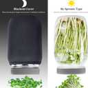 Organic Seed Sprouting Jar Kit 2 32 oz Wide-Mouth Mason Jars with Stainless-Steel Sprouter Lids & Stand, Blackout Sleeves, Drain Tray Grow Broccoli, Alfalfa & Bean Microgreens