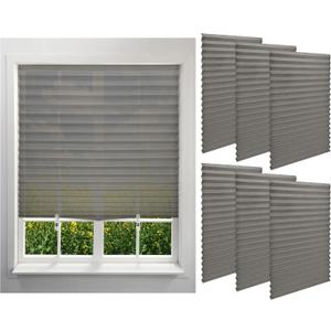 Kigley 6pcs No Tools Grey Paper Blinds for Windows Temporary 35x71inch Light Filtering Self Adhesive Window Shade, Cordless Fabric Paper Shades, Easy to Cut and Install, with Clips