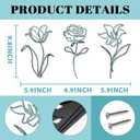 Oubasa Metal Flowers Wall Art Set of 3, Farmhouse Floral Home Decoration, Modern Line Art Flower Wall Decor for Living Room Bedroom Bathroom, Minimalist Botanical Wall Sculpture Lily, Tulip, Rose