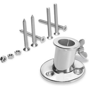 Flag Pole Bracket Base, Flag Pole Holder - 316 Stainless Steel, Heavy Duty Flagpole Mount for Flagpole Within 1 inch