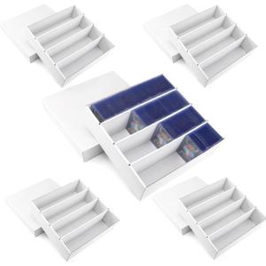 XRACV 5-Pack Toploader Trading Card Storage Box, 4 Row 3200 Count White Cardboard Storage Box for Basketball/ MTG/ TCG/ Sports/ Game Cards Organizer and Collection