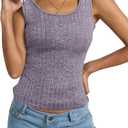 Womens Tank Tops Crewneck Sleeveless Summer Sweaters Vest Casual Basic Tees Ribbed Shirts (Purple, S)