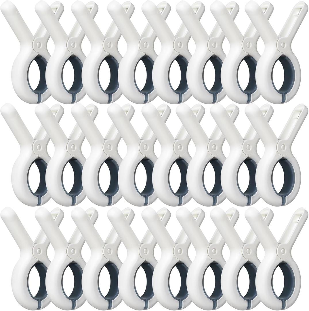 24 Pack Beach Towel Clips with Strong Anti-Rust Springs,Heavy Duty Towel Clips,Plastic Laundry Clothes Pins to Keep Your Towel, Clothes, Blankets to Dry on Clothesline and Hanging Rack (Blue)