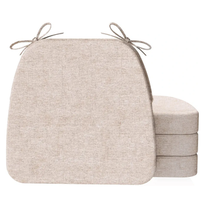 AAAAAcessories DShaped Chair Cushions, 2" Thick Dining Chair Pads with Ties and Removable, MachineWashable Cover, 17" x 16", Oatmeal Beige
