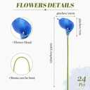 24 Pcs Blue Artificial Calla Lily Flowers Fake Blue Silk Flowers Real Touch for Wedding Bouquet Office Home Kitchen Decor
