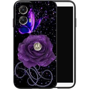 Compatible with Motorola Moto G Stylus 5G 2024 Floral Flower Design Pattern Phone Case,Slim Soft TPU Protective Shockproof Case for Adults Women Girls for Moto G Stylus 5G 2024(Flower Purple)