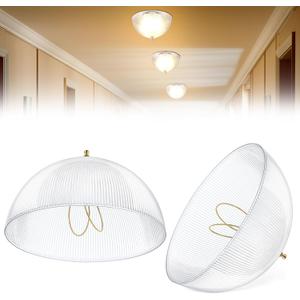 2 Pack Clip On Lamp Shade, Light Cover for A Type Bulb, 8" DIA x 4 1/4" Height Lamp Cover for Deco Exposed Bare Bulb Fixture, Acrylic Dome Clip on Standard Shades for Home Bathroom Office