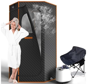AgiiMan Portable Sauna Box, Portable Sauna for Home with 3L Steamer, Remote Control, Folding Chair and Mat, Full Size Personal Sauna Tent for Relaxation