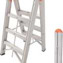 Aparecium Aluminum Foldable Twin Front Collapsible A Frame 3-Step Ladder, Compact Step Stool with Wide Anti-Slip Pedal, EN131, 330lb Capacity