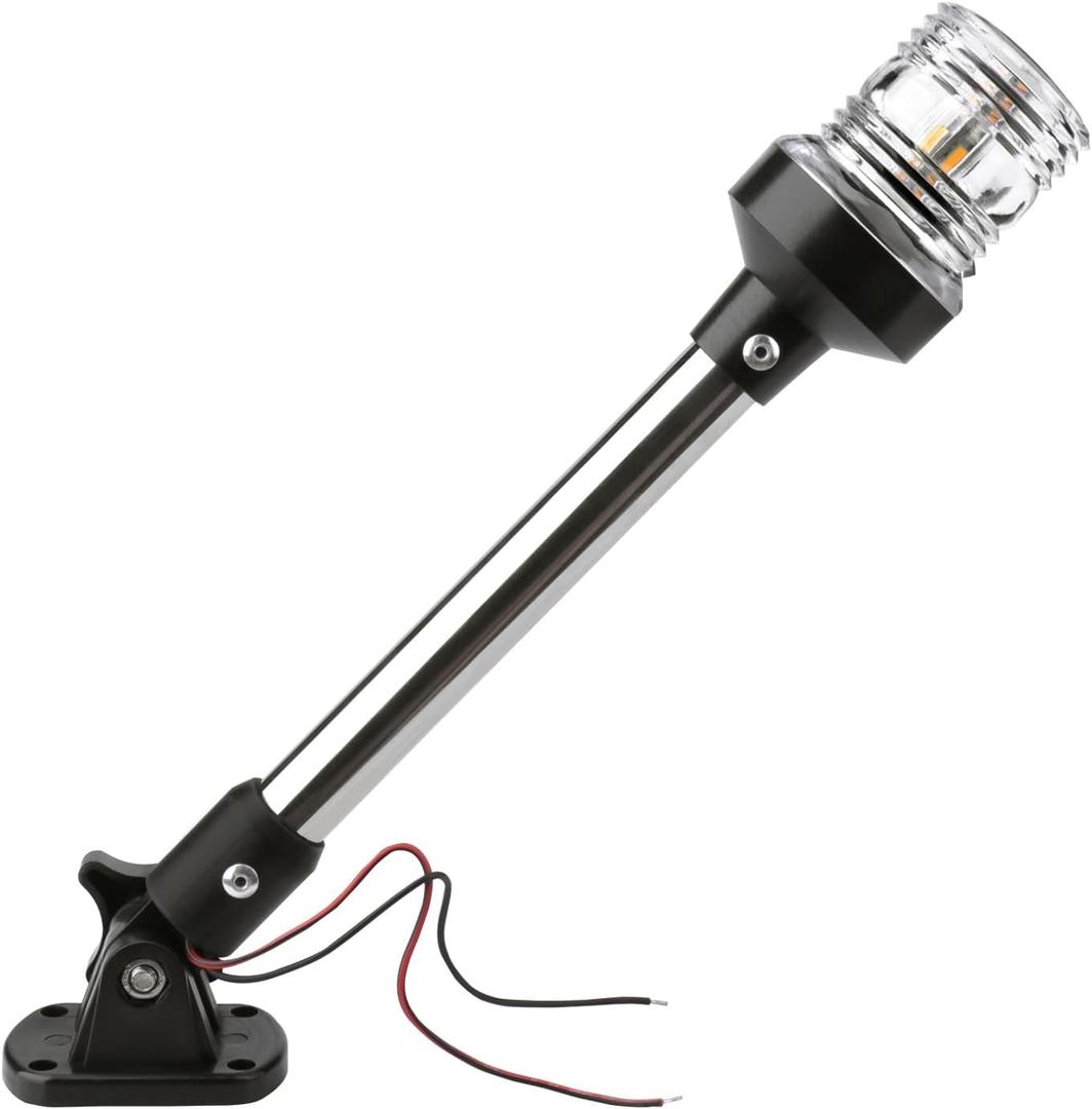 Stern Light - White LED Anchor & Bimini Top Lights for Pontoon & Fishing Boats, 3NM, 1224V, 12''