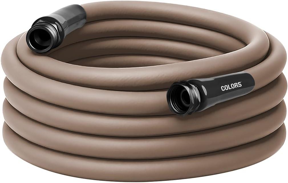 Flexzilla Colors Garden Hose 5/8 in. x 50 ft., Lightweight All-Weather Water Hose, Durable and Flexible, Leak-Free Connections, Brown Mulch