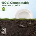 WELLIFE 100% Compostable Paper Plates 7 Inch, 125-Pack Heavy Duty Paper Plates Bulk,Biodegradable Bagasse,Eco-Friendly Disposable Dessert Plate for BBQ,Picnic,Party (BPI Certified,Microwaveable) (White)