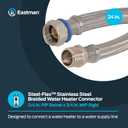 Eastman 24 Inch Steel-Flex Water Heater Connector, 3/4 Inch FIP Swivel x 3/4 Inch MIP Rigid, Flexible Braided Stainless Steel, 48255